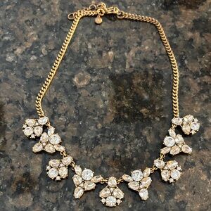 J. Crew Gold Floral Crystal Necklace